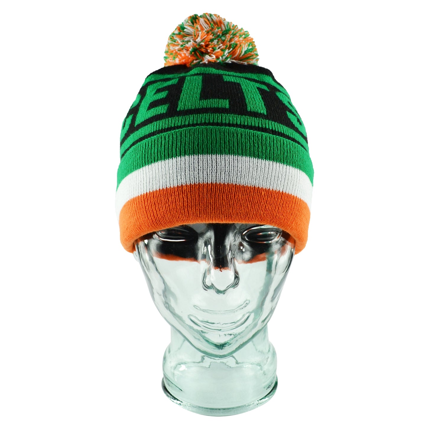 Celtic Black Tri Colour Bobble Hat