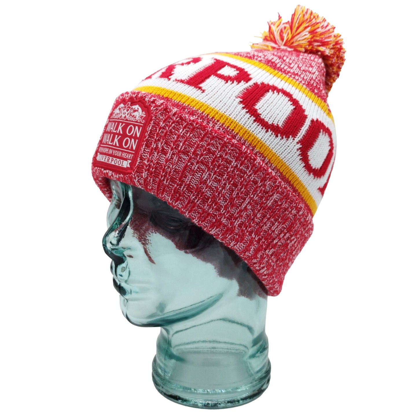 Liverpool Bobble Hat Red, White & Yellow Patch Logo
