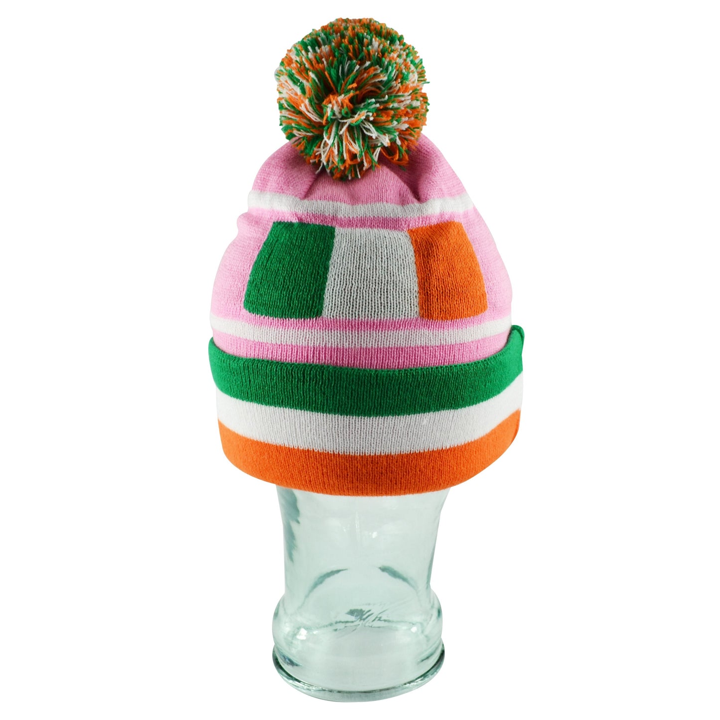 Celtic Pink Tri Colour Bobble Hat