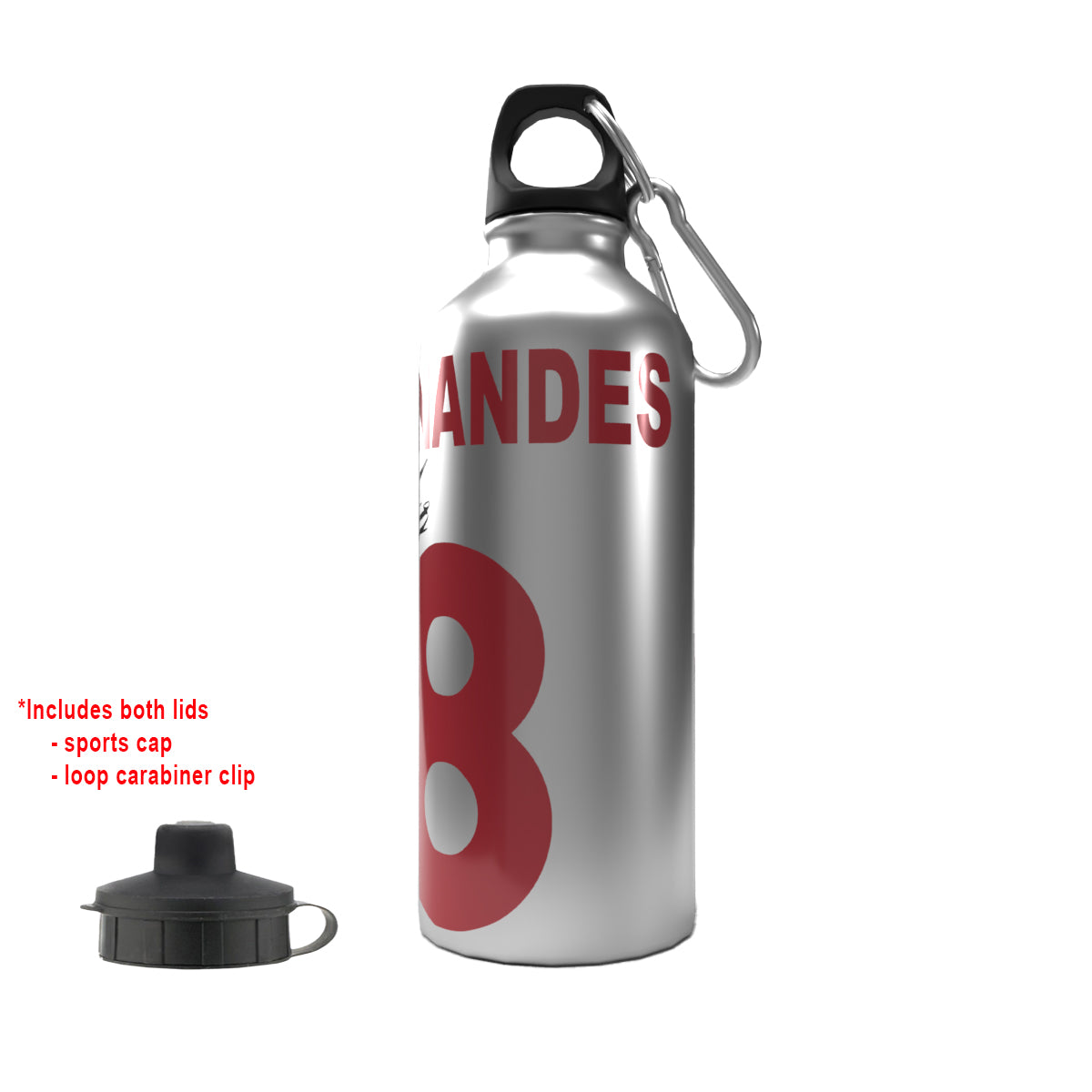 Fernandes 2-Lid Aluminium Water Bottle 600ml Silver