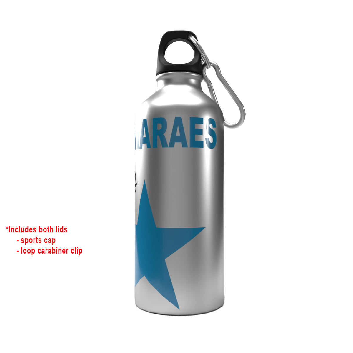Guimaraes 2-Lid Aluminium Water Bottle Silver