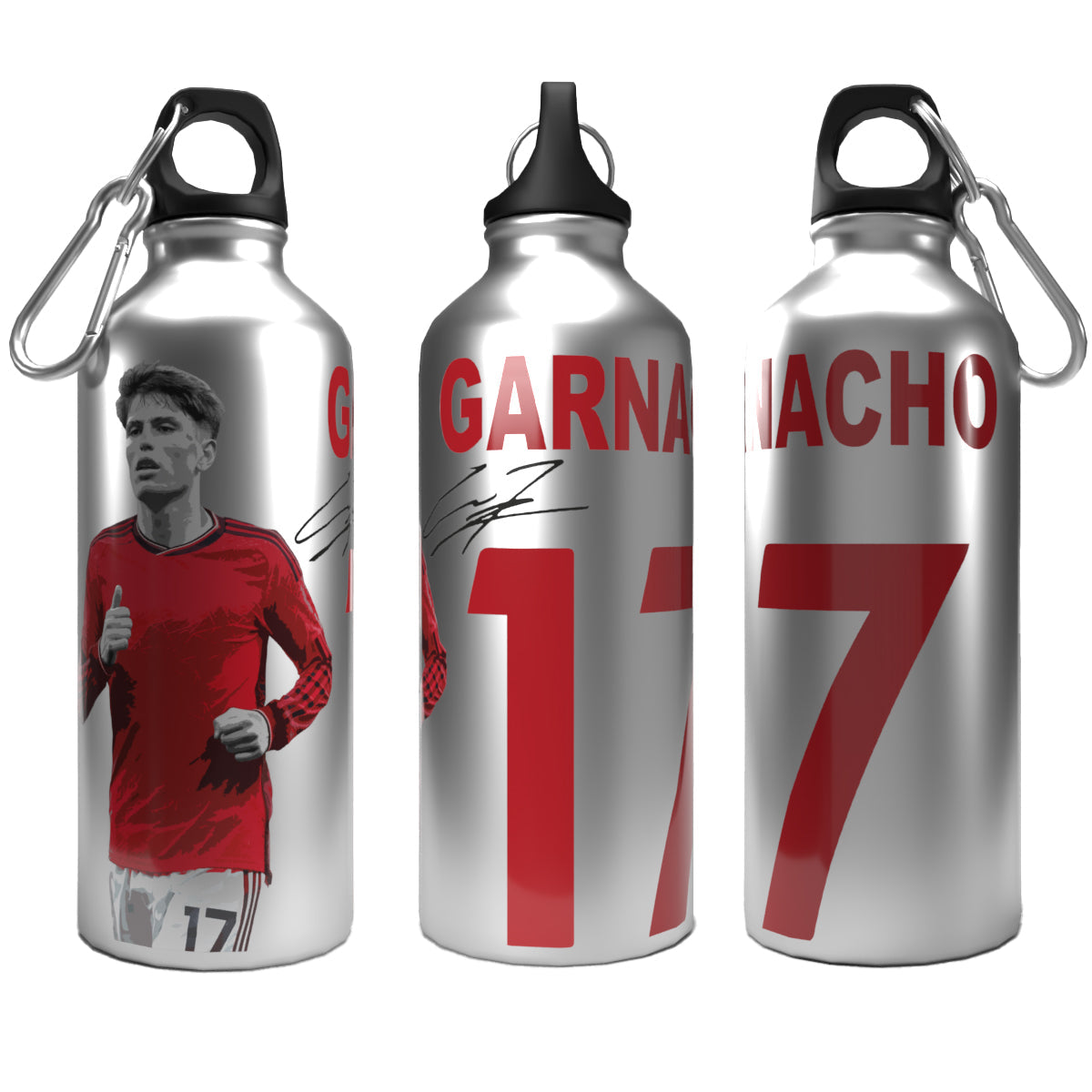 Garnacho 2-Lid Aluminium Water Bottle Silver