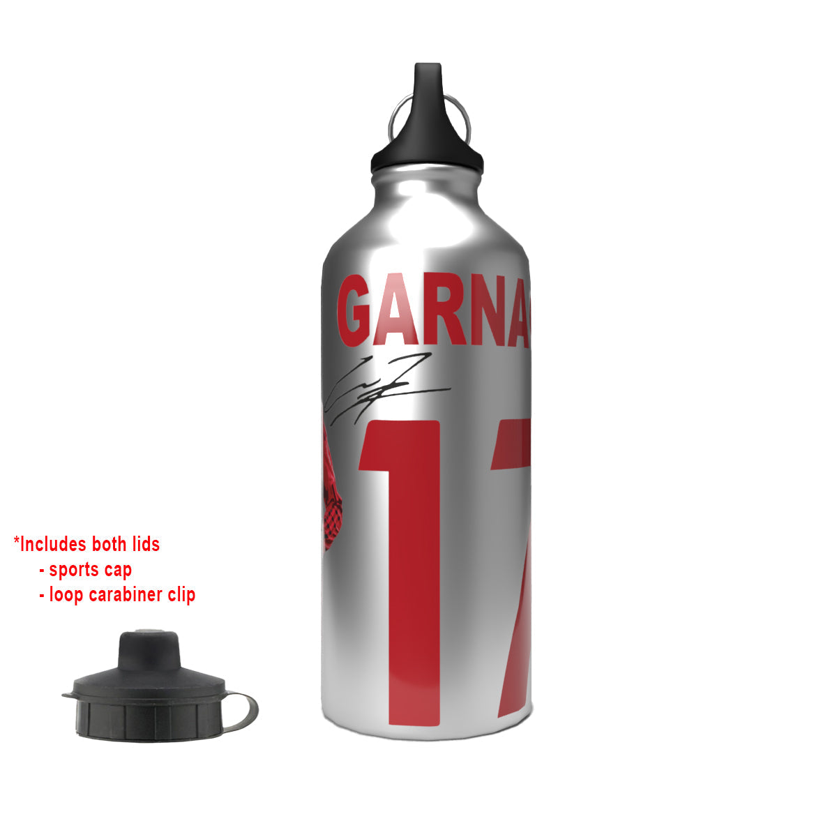 Garnacho 2-Lid Aluminium Water Bottle Silver
