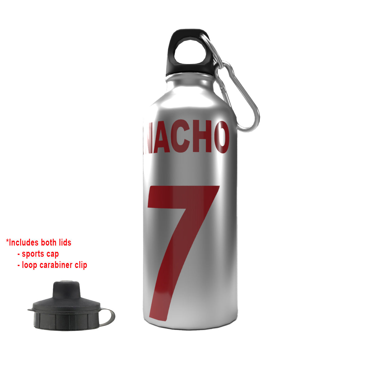 Garnacho 2-Lid Aluminium Water Bottle Silver