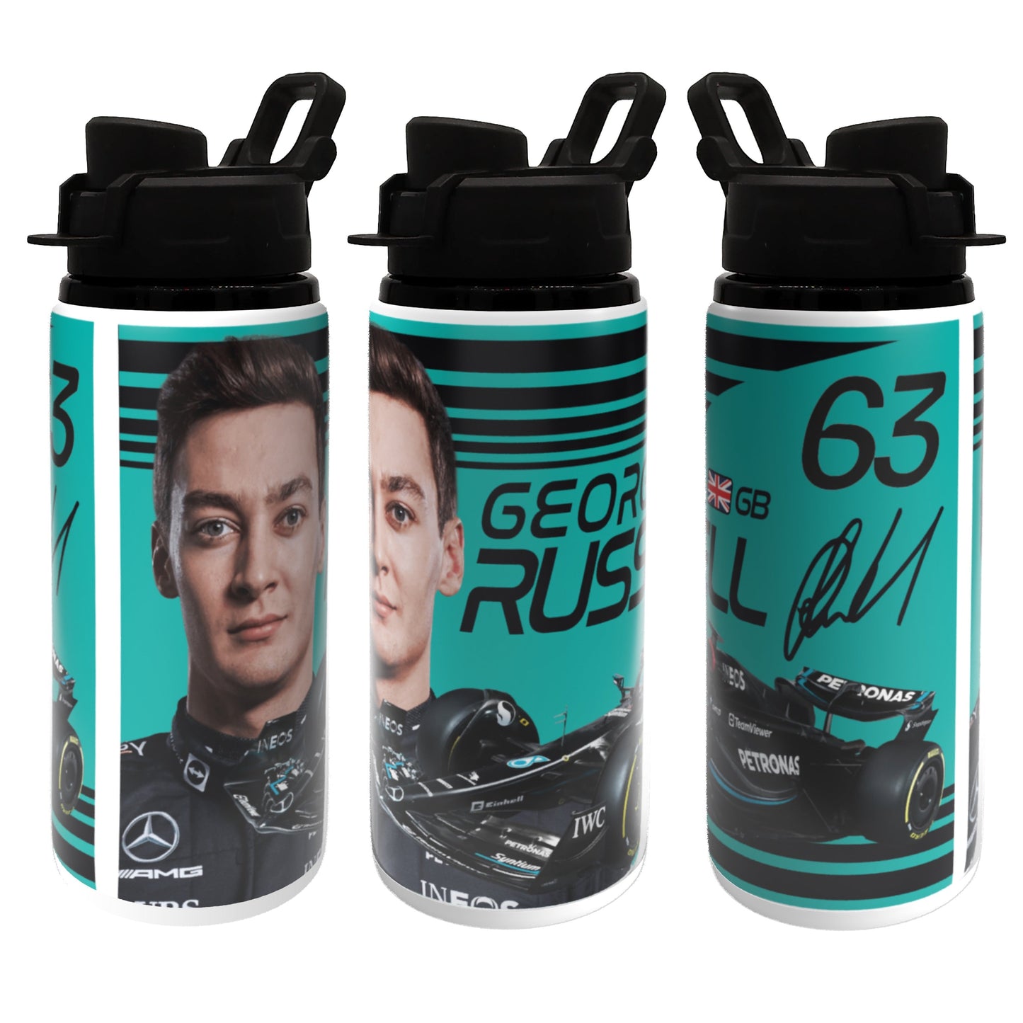 Russell F1 Bottle 600ml White - Black Lid