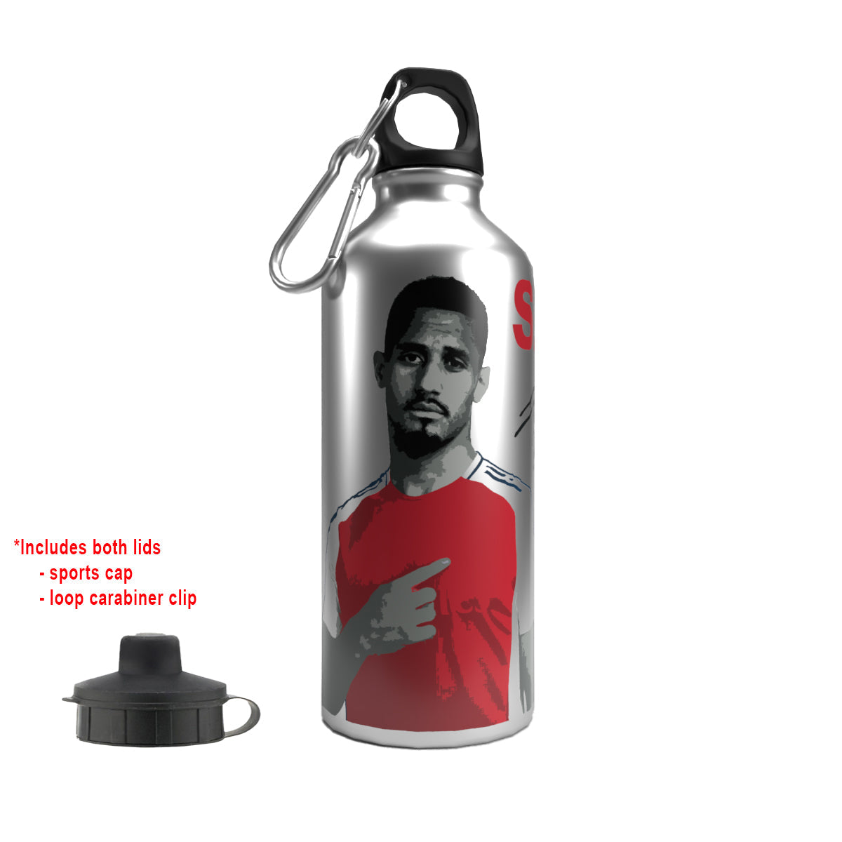 Saliba 2-Lid Aluminium Water Bottle Silver