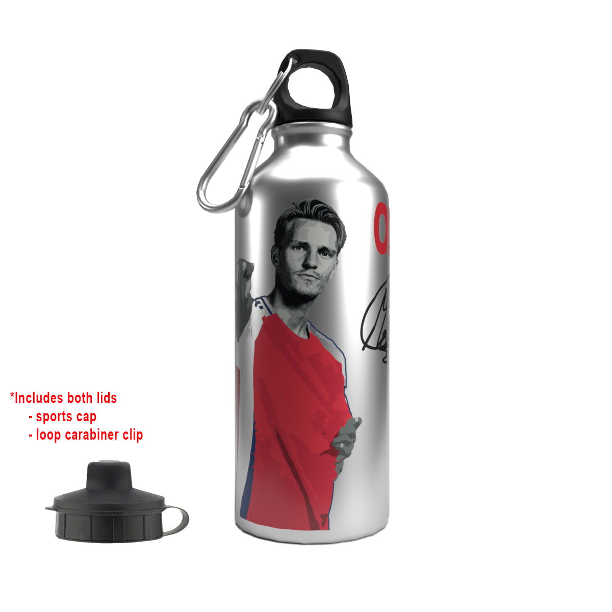Odegaard 2-Lid Aluminium Water Bottle Silver