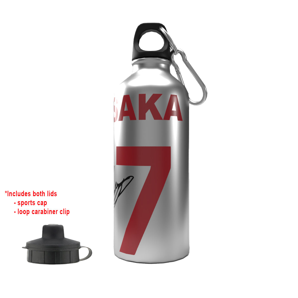 Saka 2-Lid Aluminium Water Bottle Silver