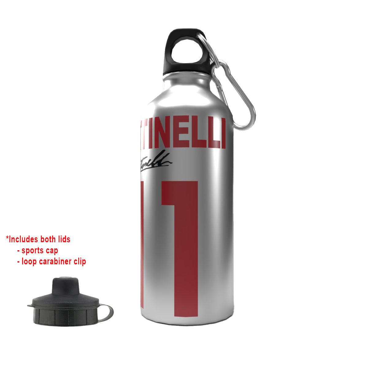 Martinelli 2-Lid Aluminium Water Bottle Silver