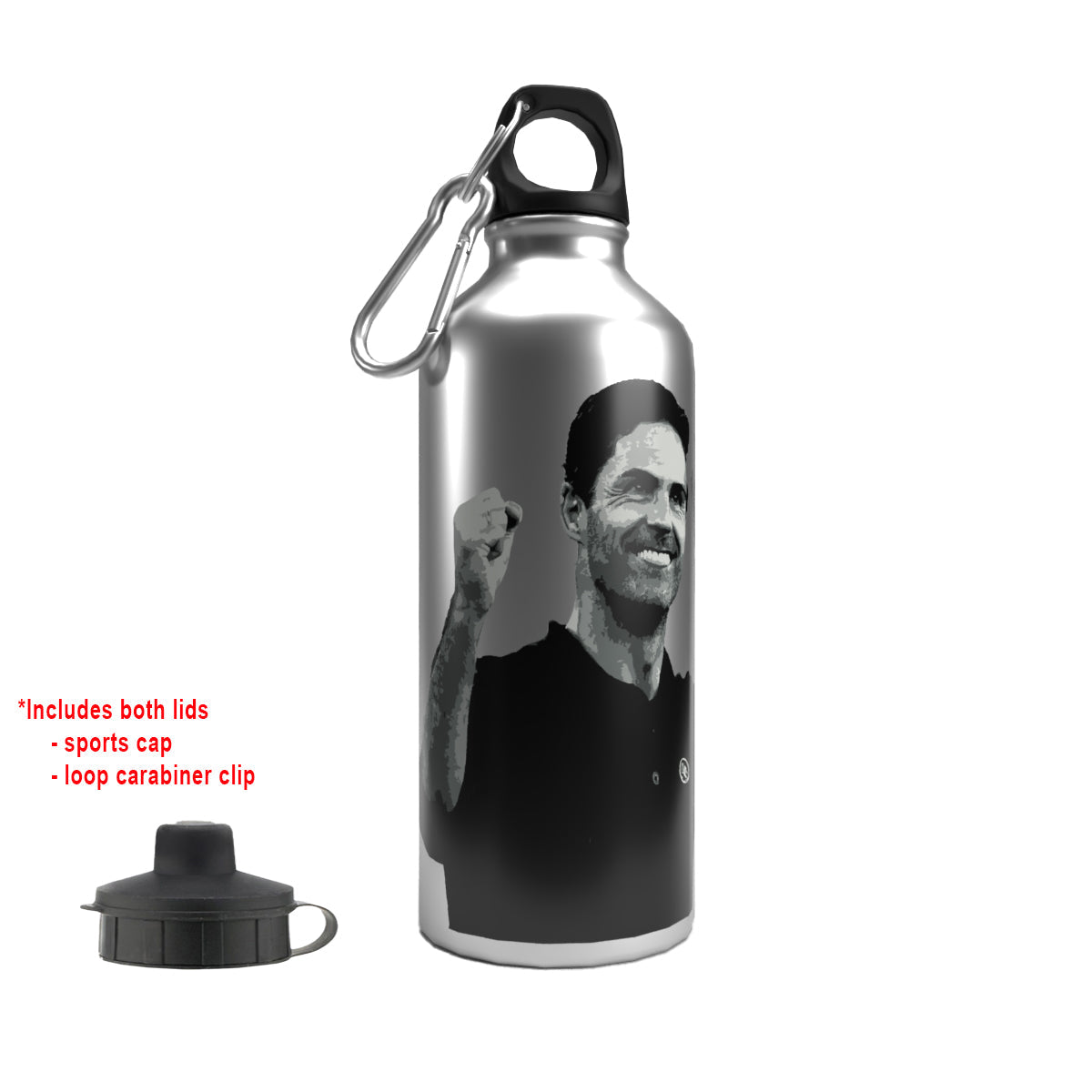 Arteta 2-Lid Aluminium Water Bottle Silver