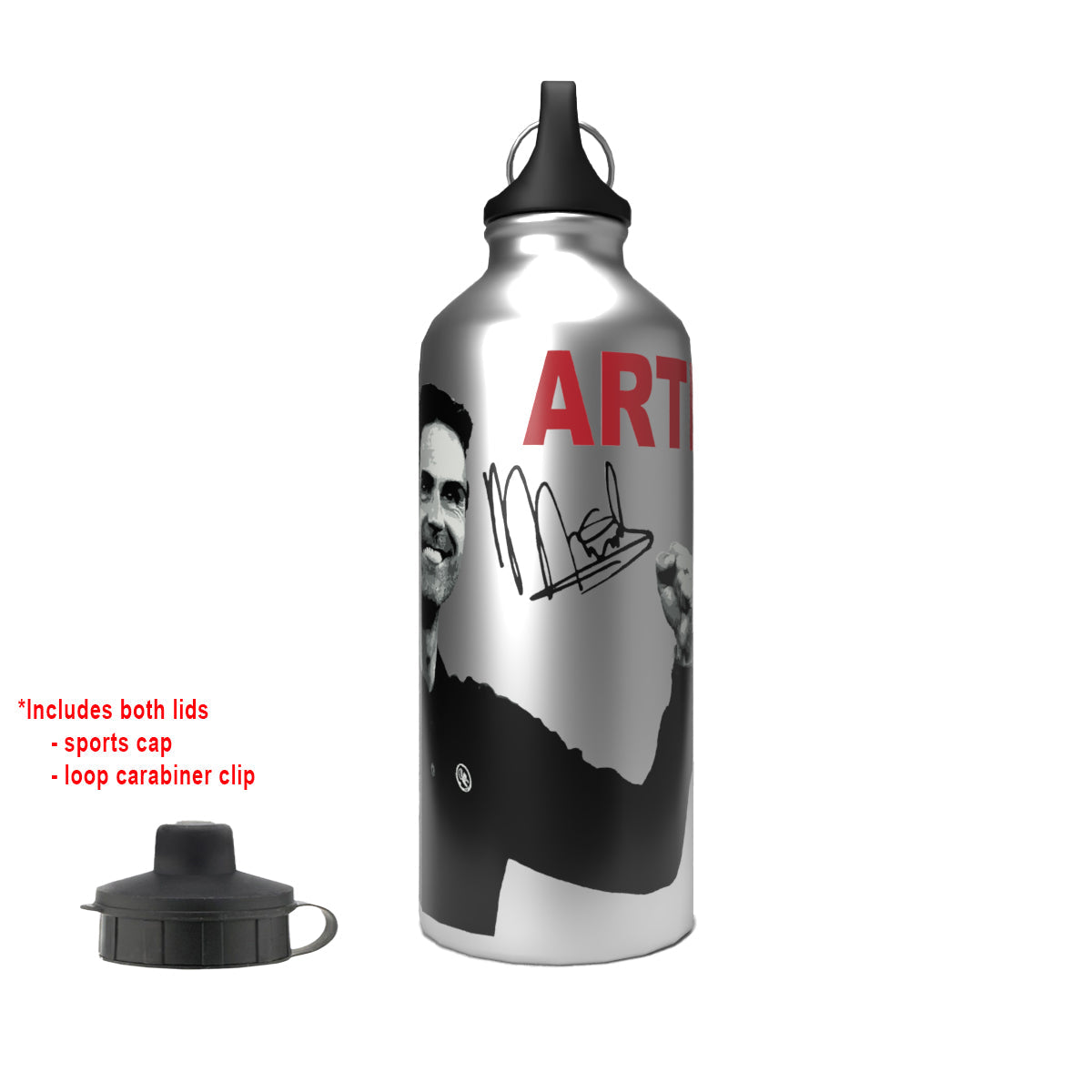 Arteta 2-Lid Aluminium Water Bottle Silver