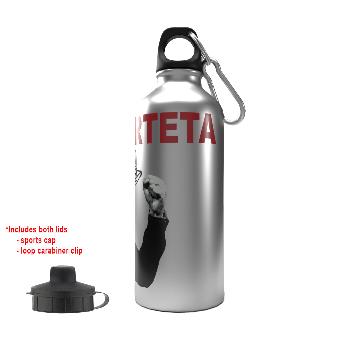 Arteta 2-Lid Aluminium Water Bottle Silver