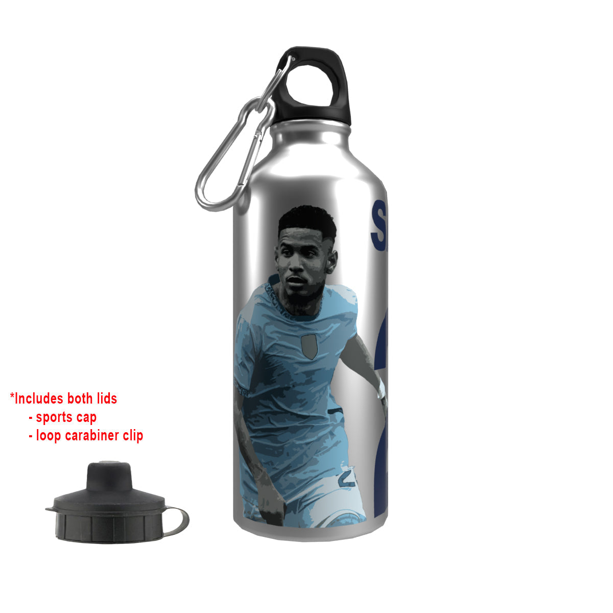 Savinho 2-Lid Aluminium Water Bottle Silver
