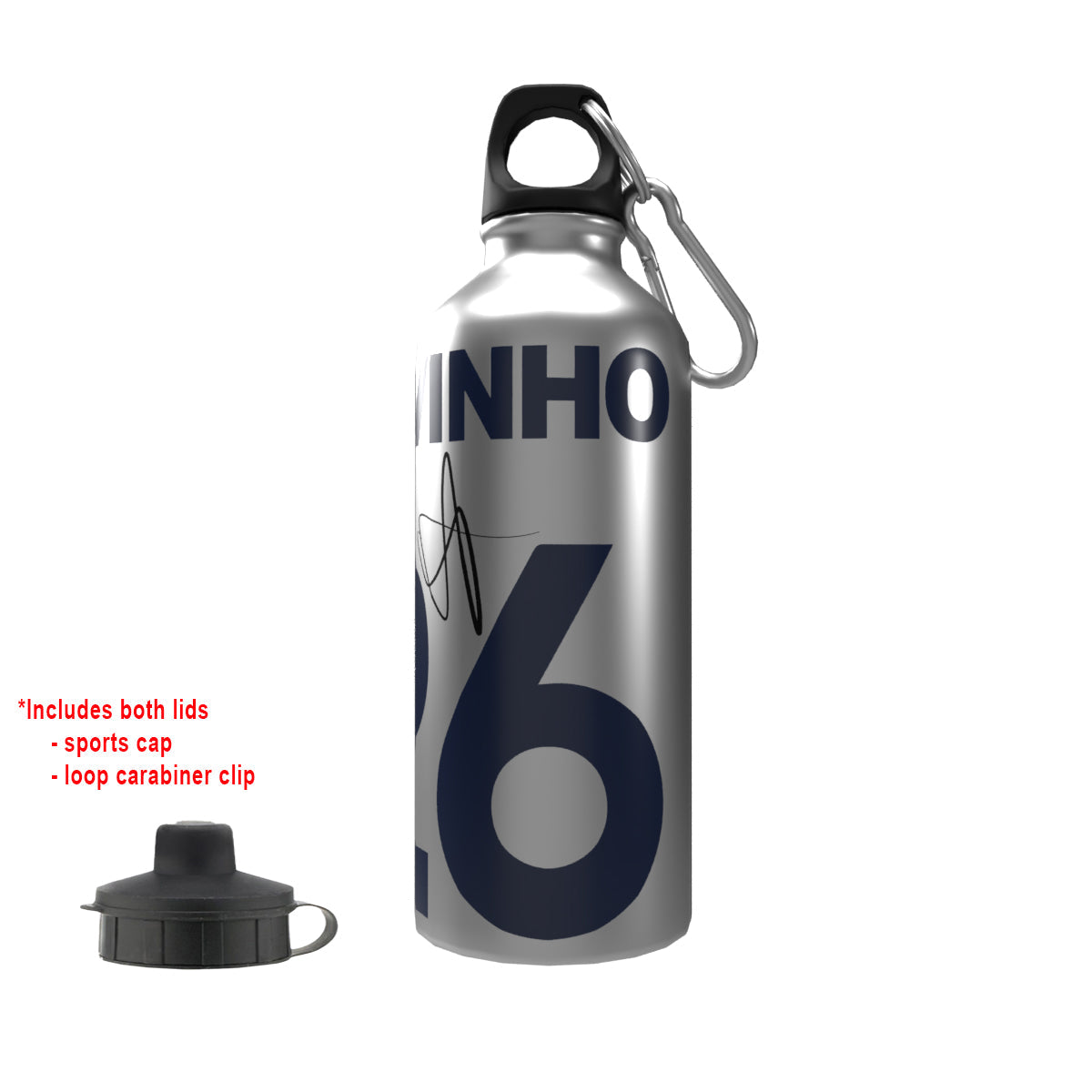 Savinho 2-Lid Aluminium Water Bottle Silver