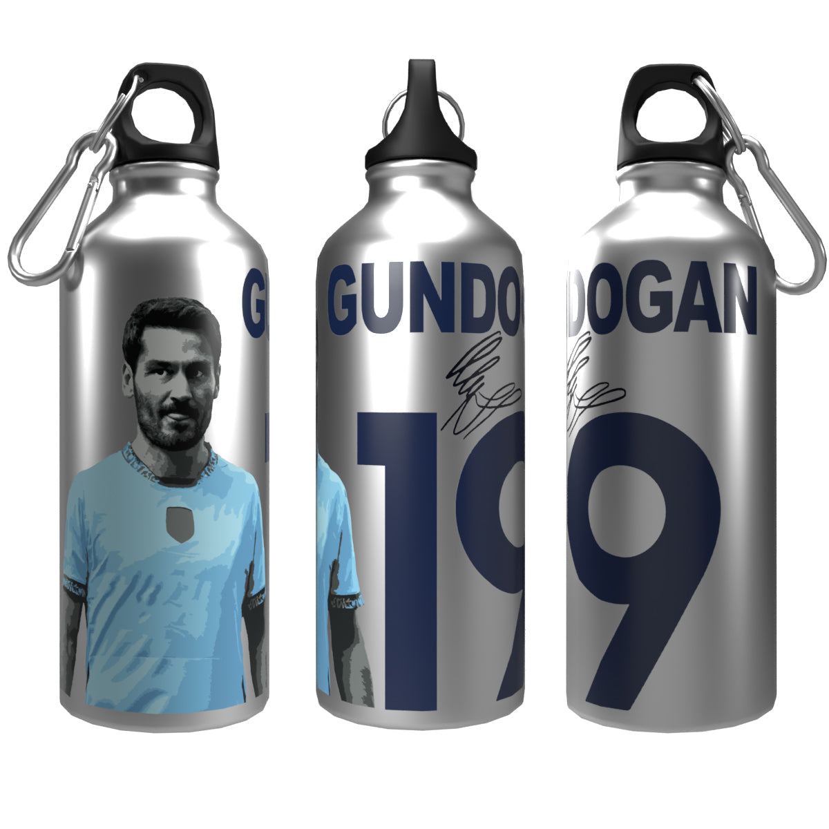 Gundogan 2-Lid Aluminium Water Bottle Silver