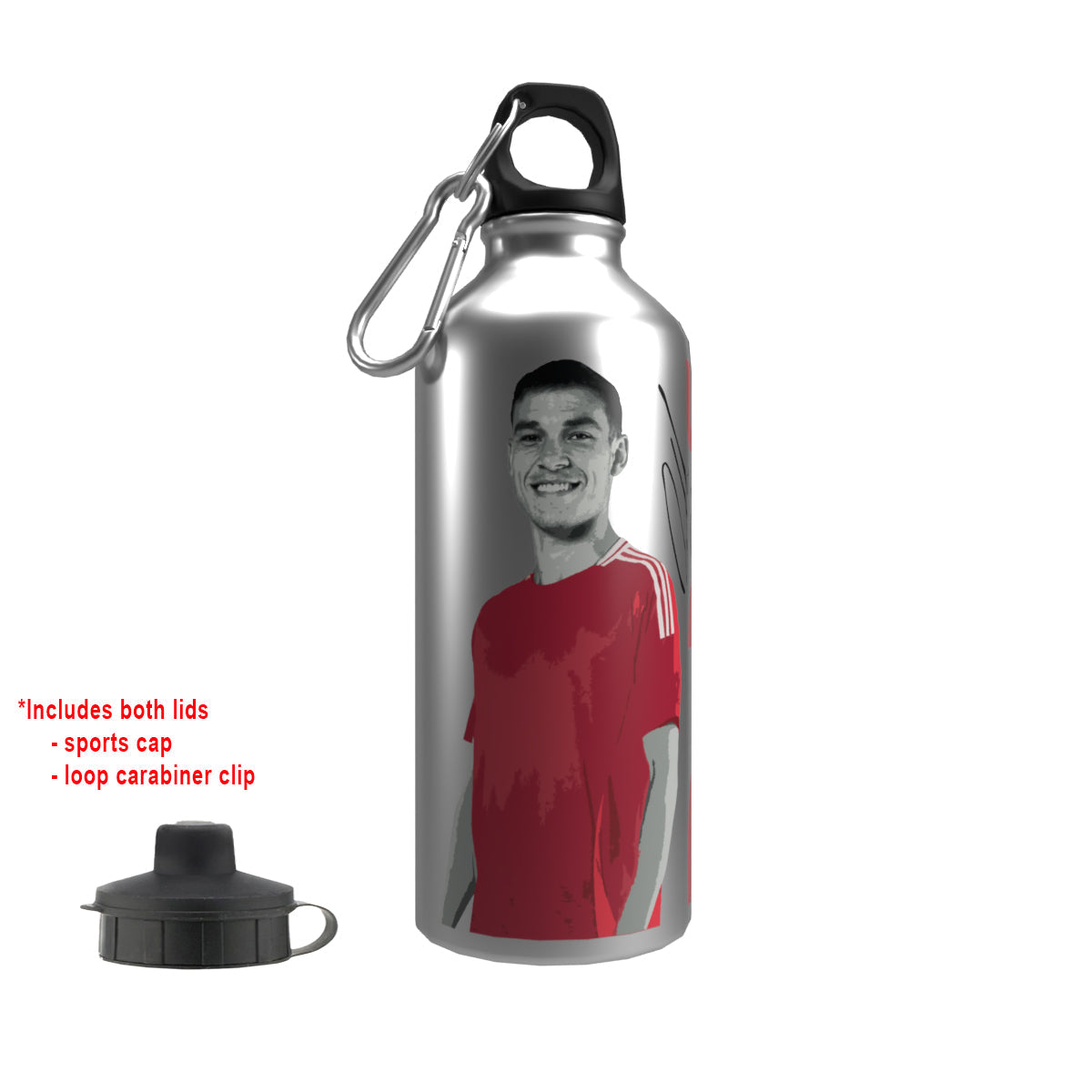 Ugarte 2-Lid Aluminium Water Bottle Silver