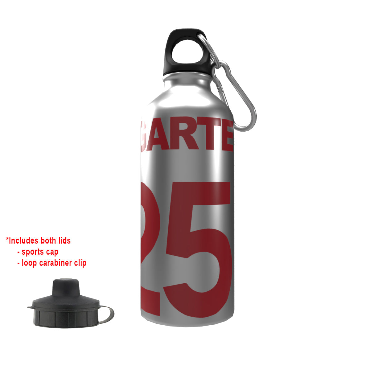 Ugarte 2-Lid Aluminium Water Bottle Silver