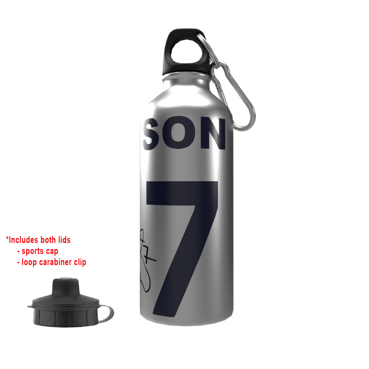 Son 2-Lid Aluminium Water Bottle Silver