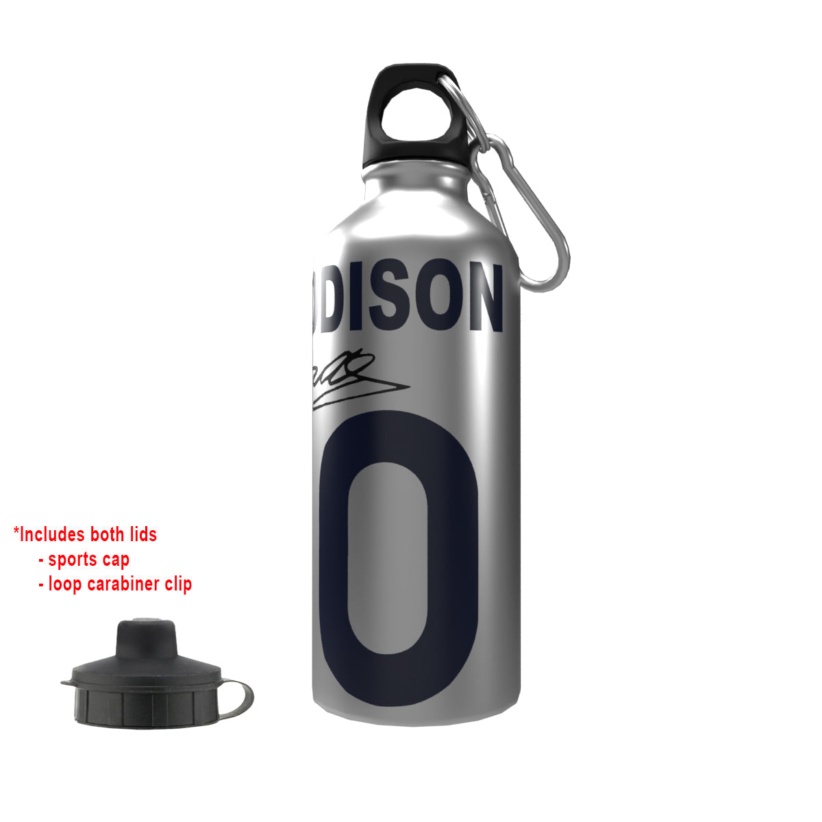 Maddison 2-Lid Aluminium Water Bottle Silver