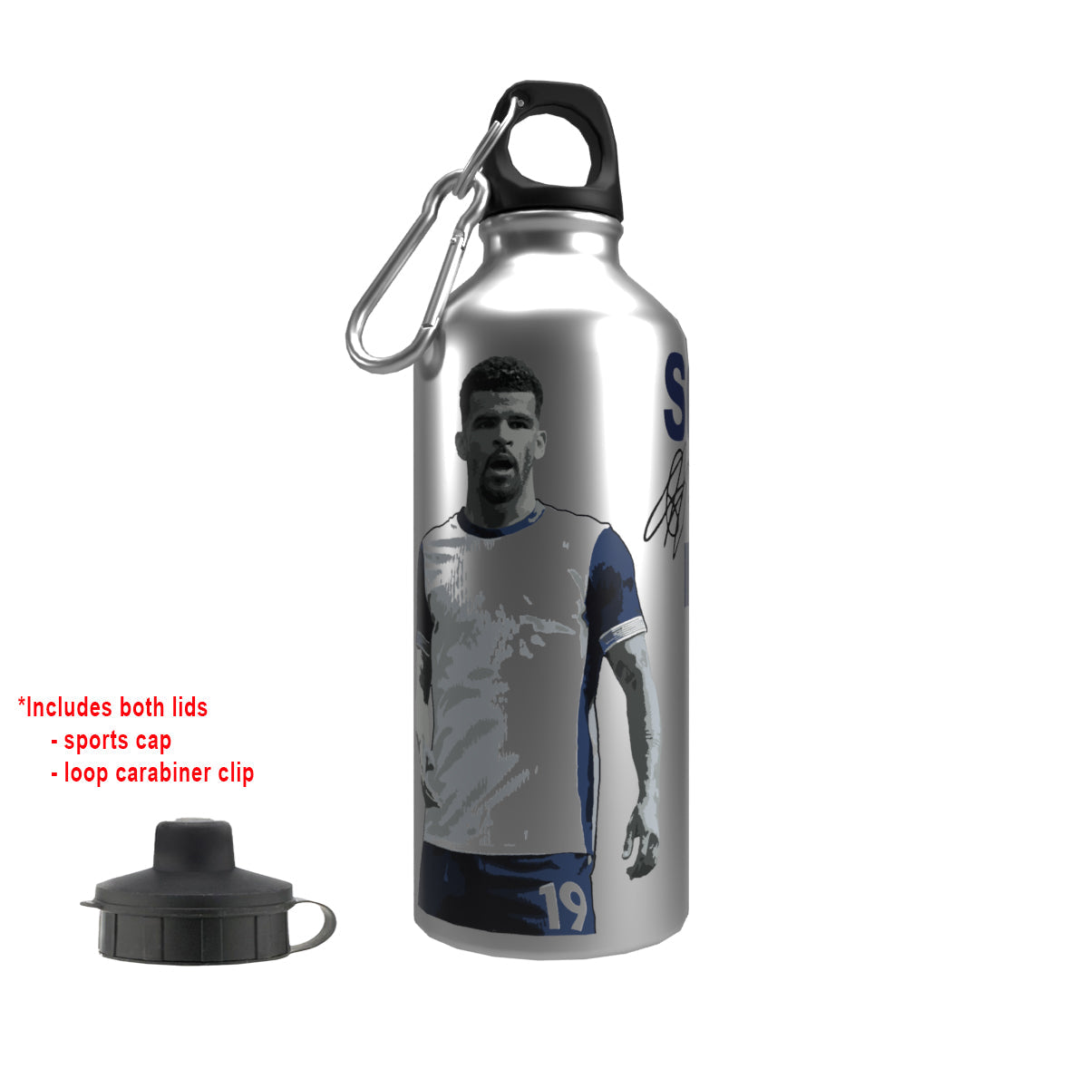 Solanke 2-Lid Aluminium Water Bottle Silver