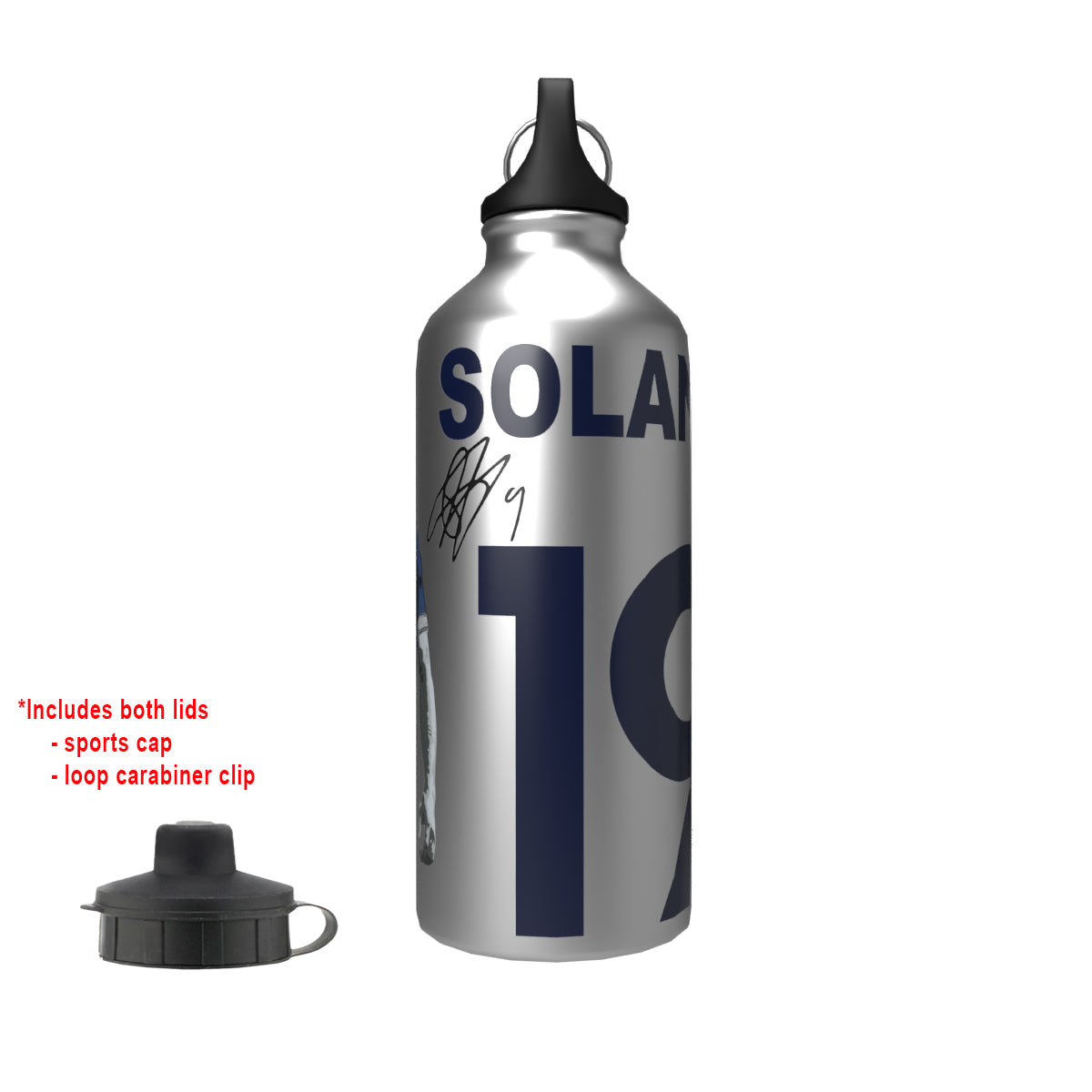Solanke 2-Lid Aluminium Water Bottle Silver