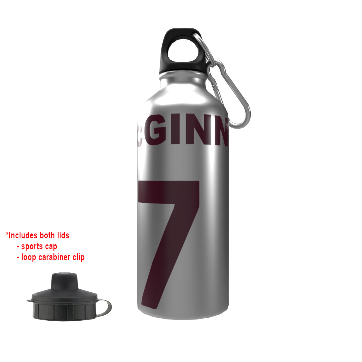 McGinn 2-Lid Aluminium Water Bottle Silver