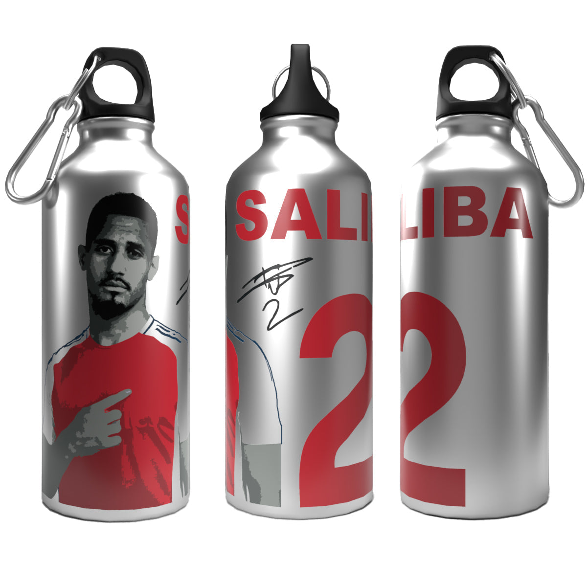 Saliba 2-Lid Aluminium Water Bottle Silver