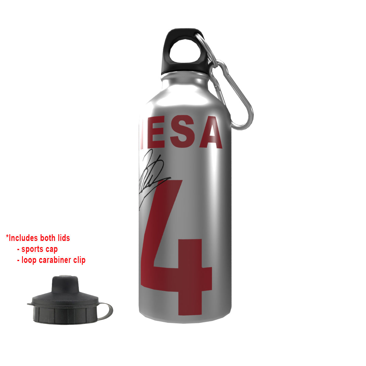Chiesa 2-Lid Aluminium Water Bottle Silver