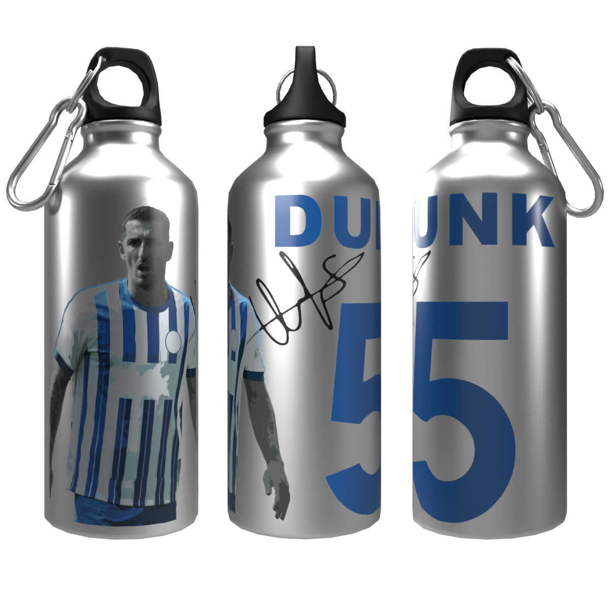 Dunk Brighton 2-Lid Aluminium Water Bottle Silver