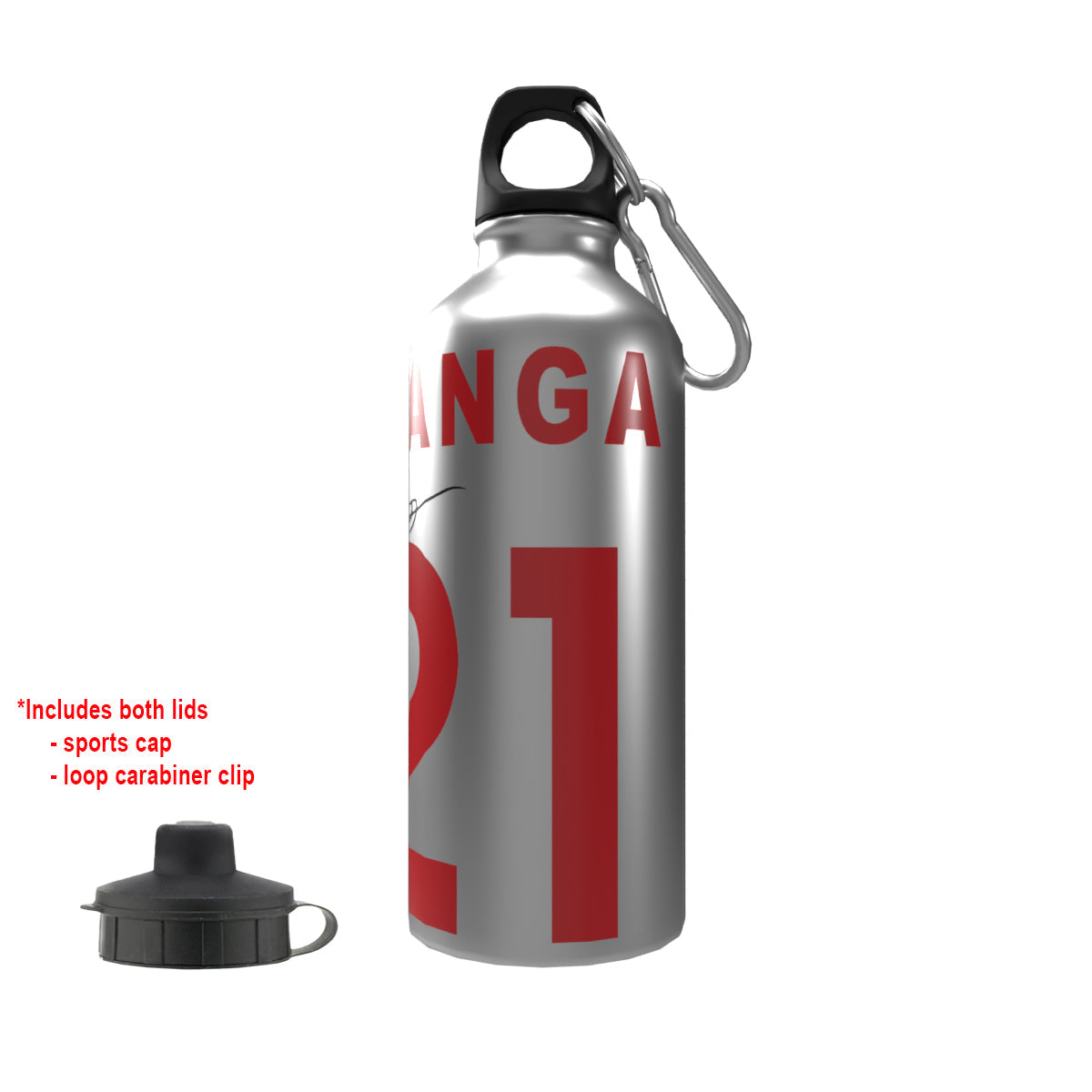 Elanga Forest 2-Lid Aluminium Water Bottle Silver