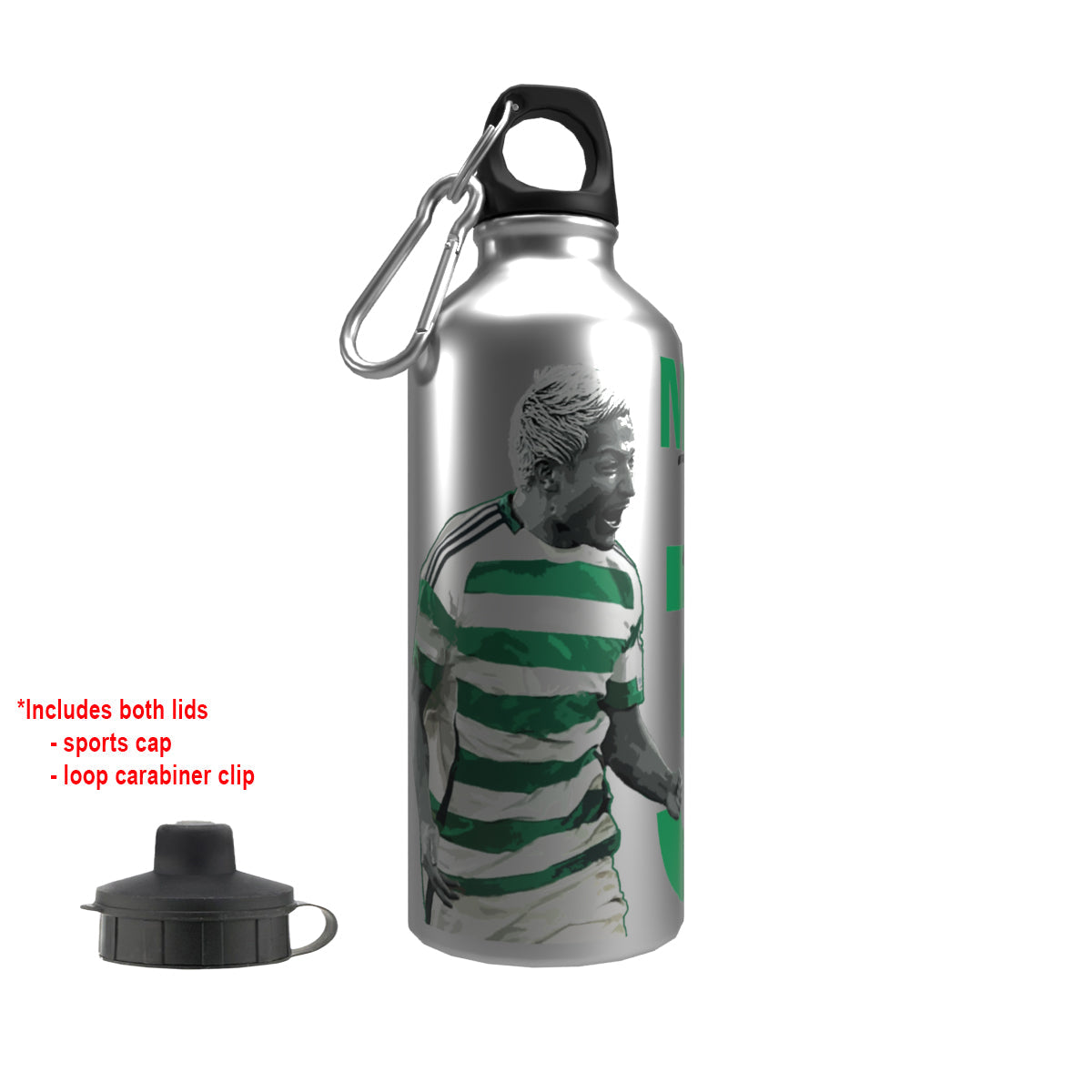 Maeda Celts 2-Lid Aluminium Water Bottle Silver