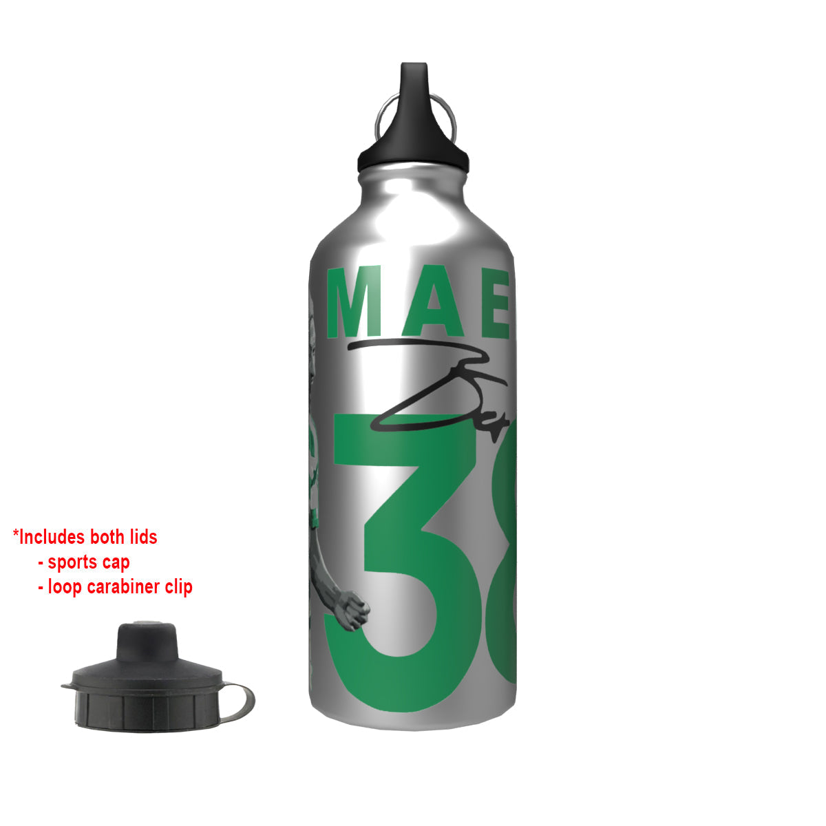 Maeda Celts 2-Lid Aluminium Water Bottle Silver
