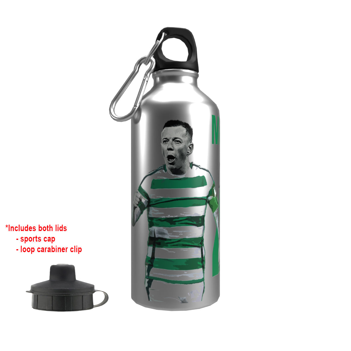 McGregor Celts 2-Lid Aluminium Water Bottle Silver