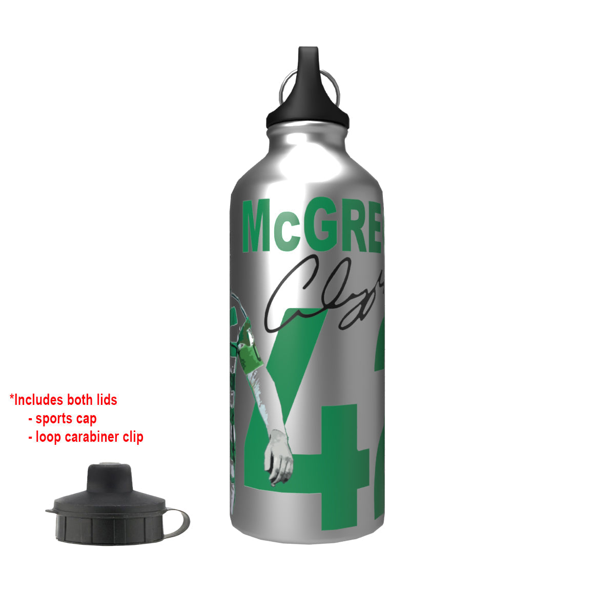 McGregor Celts 2-Lid Aluminium Water Bottle Silver