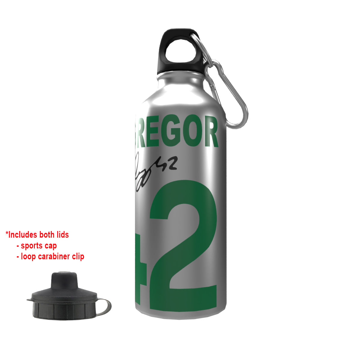 McGregor Celts 2-Lid Aluminium Water Bottle Silver