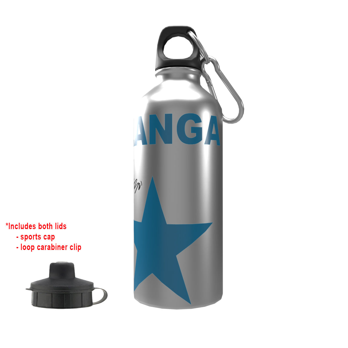 Elanga Newcastle 2-Lid Aluminium Water Bottle Silver