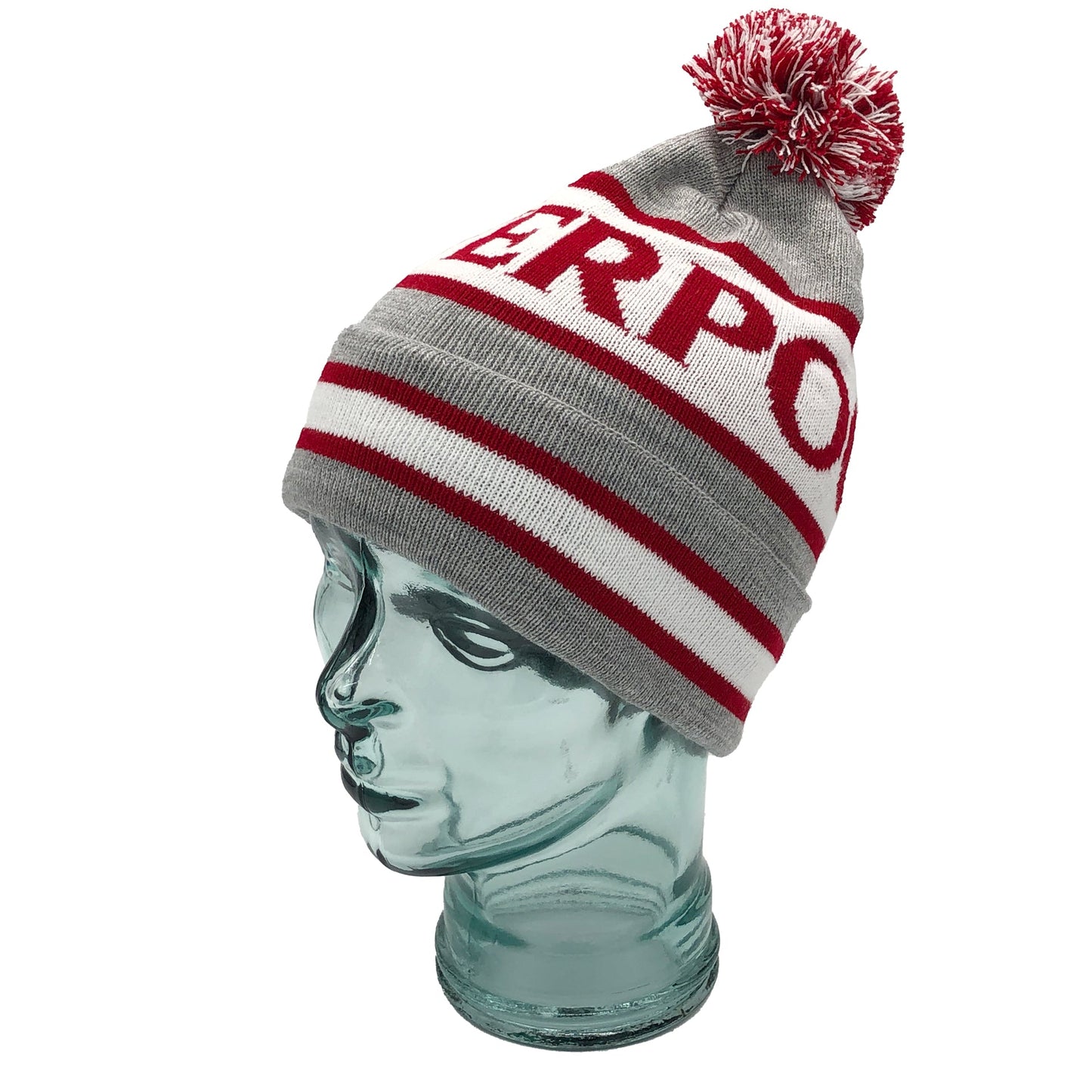 Grey White & Red Liverpool Bobble Hat