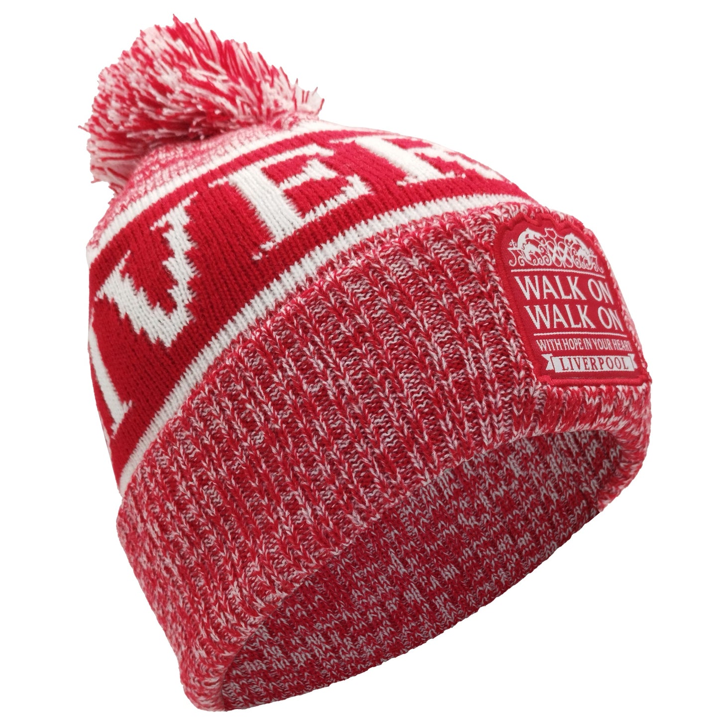 Liverpool Bobble Hat Red & White Patch Logo