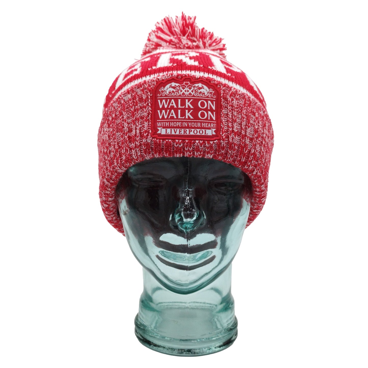 Liverpool Bobble Hat Red & White Patch Logo