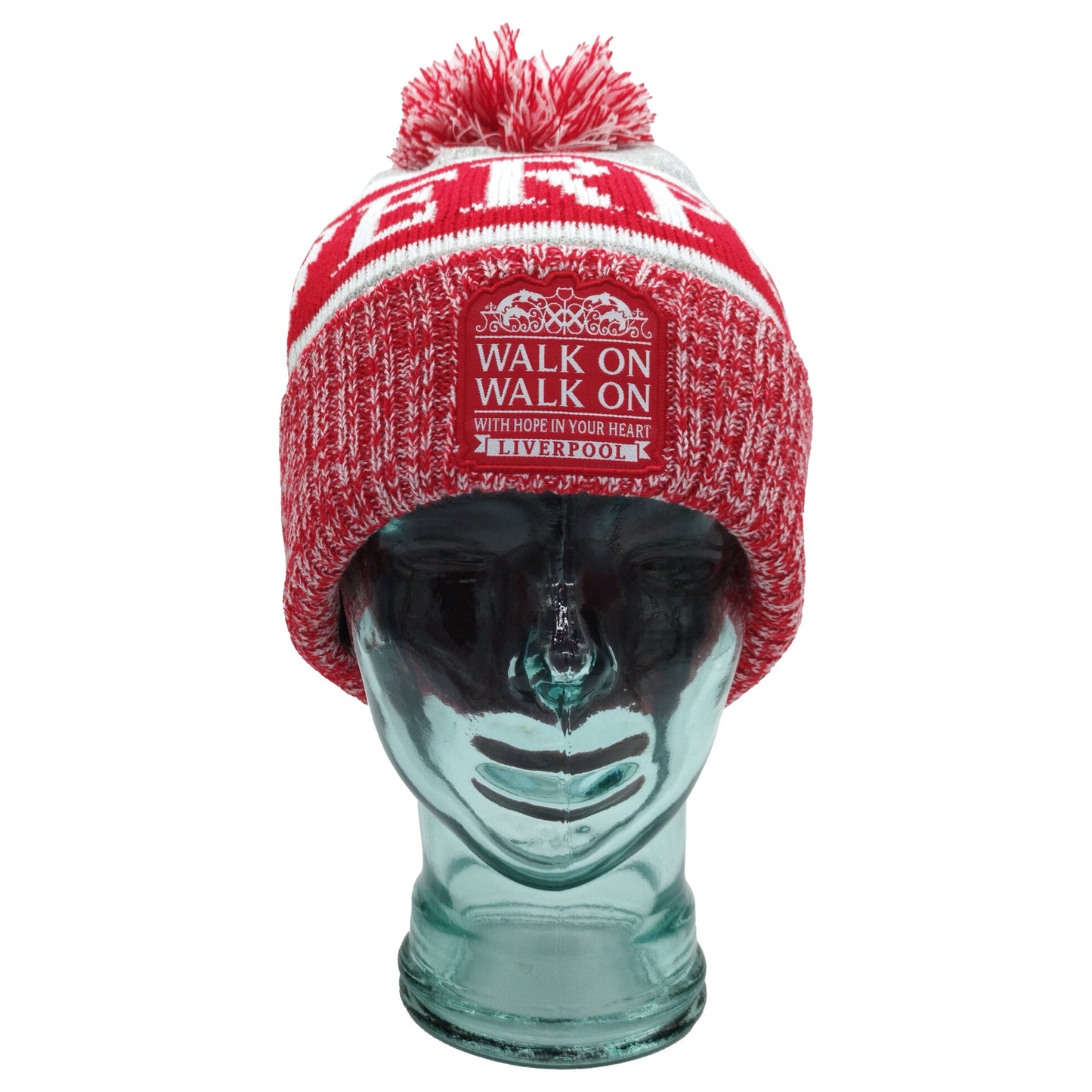 Liverpool Bobble Hat Red, White & Grey Patch Logo