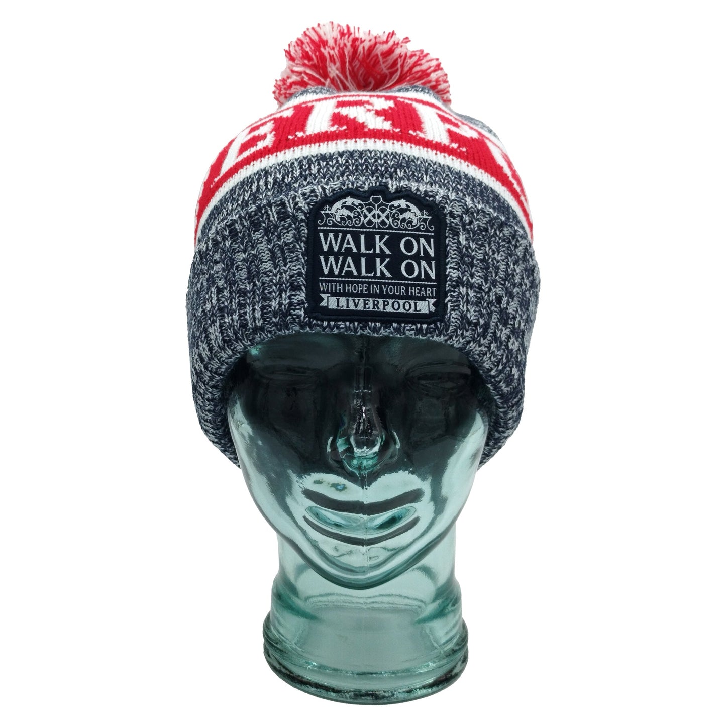 Liverpool Bobble Hat Navy, Red & White Patch Logo