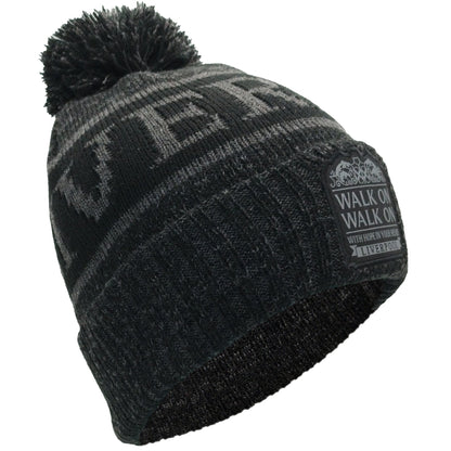 Liverpool Bobble Hat Black & Grey Patch Logo