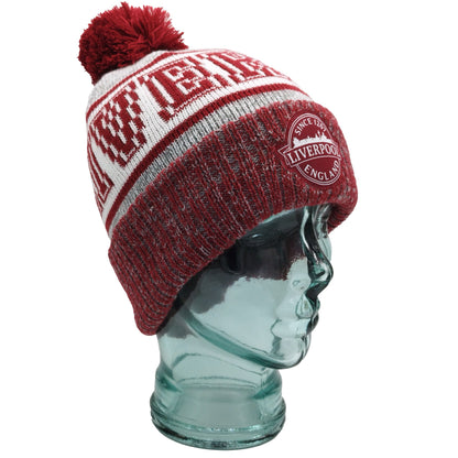 Liverpool Bobble Hat Burgundy/Grey 1207 Patch Logo