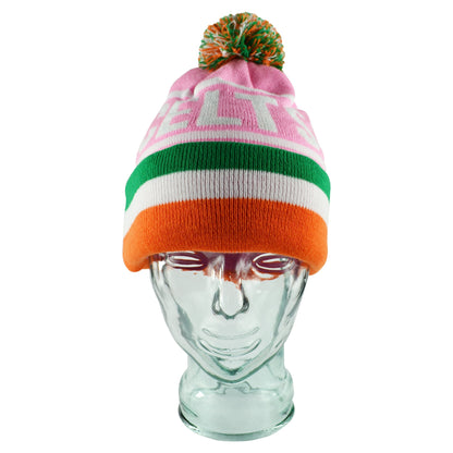 Celtic Pink Tri Colour Bobble Hat