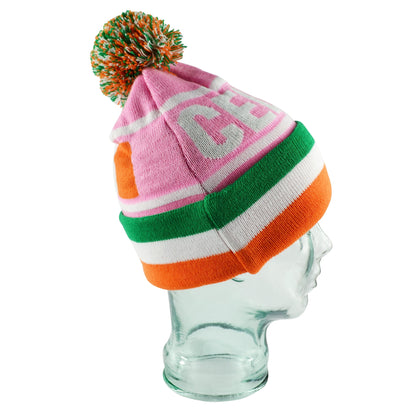 Celtic Pink Tri Colour Bobble Hat