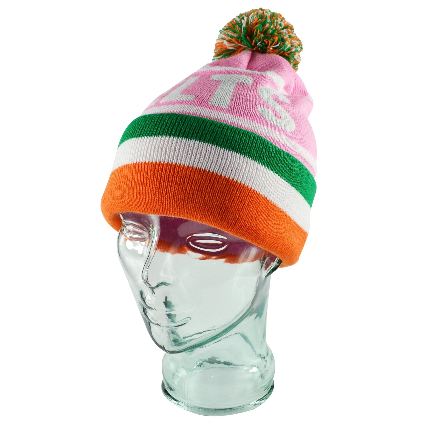 Celtic Pink Tri Colour Bobble Hat