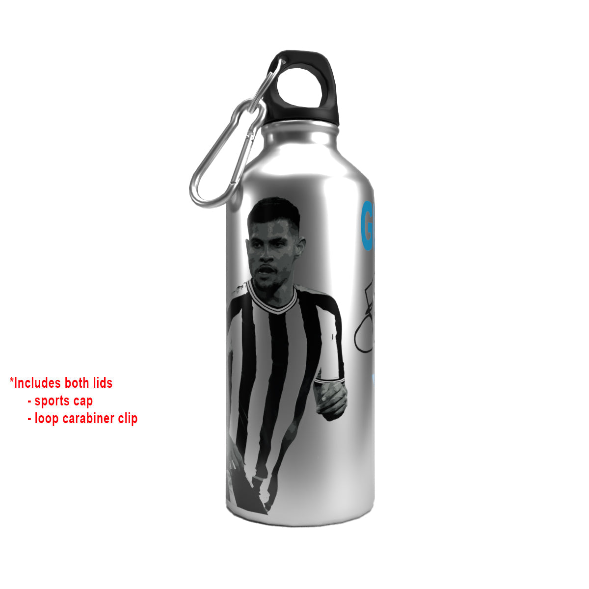 Guimaraes 2-Lid Aluminium Water Bottle Silver