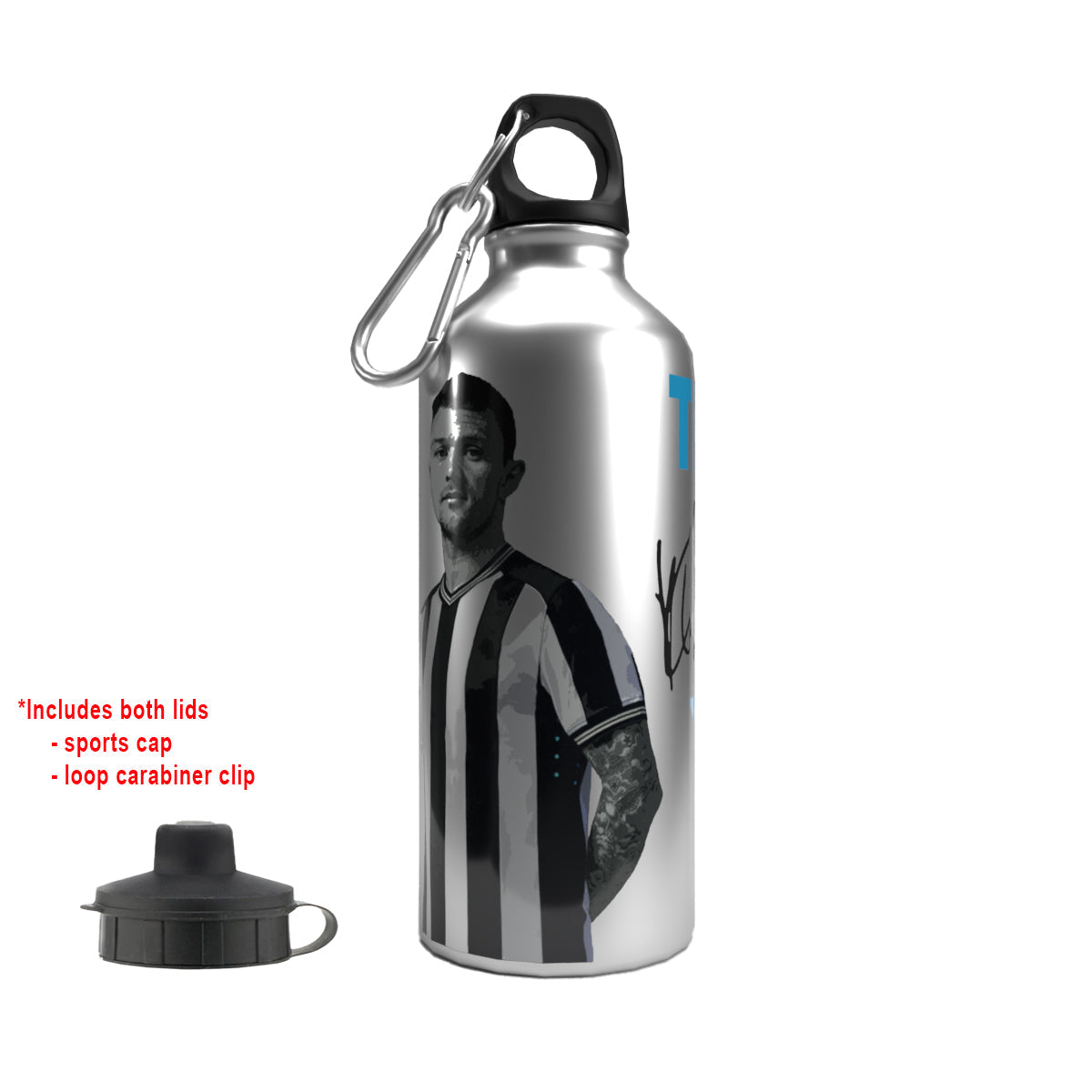 Trippier 2-Lid Aluminium Water Bottle Silver