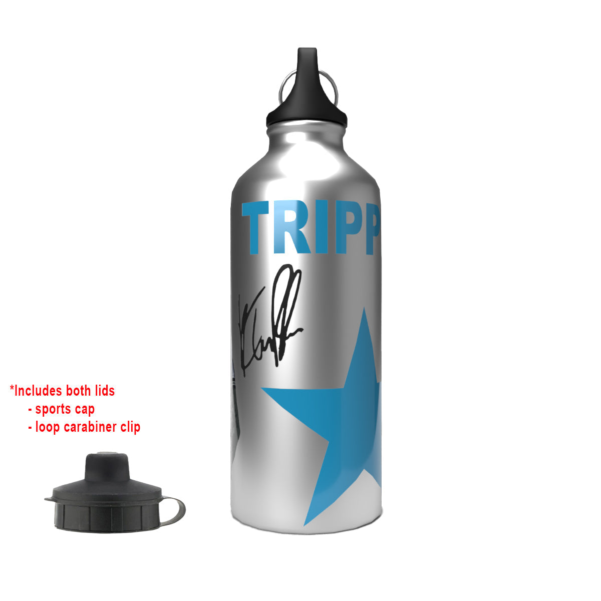 Trippier 2-Lid Aluminium Water Bottle Silver