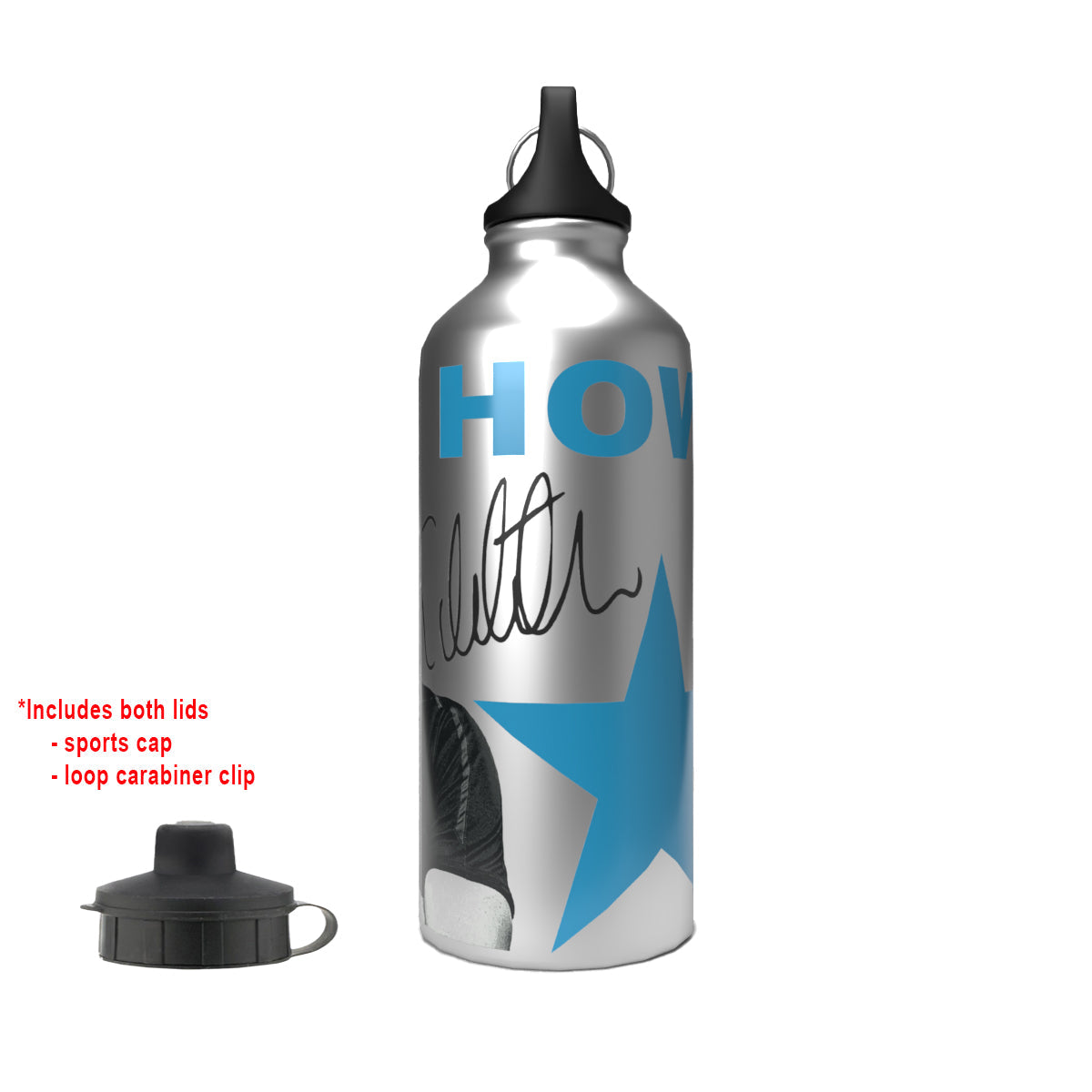 Howe 2-Lid Aluminium Water Bottle Silver